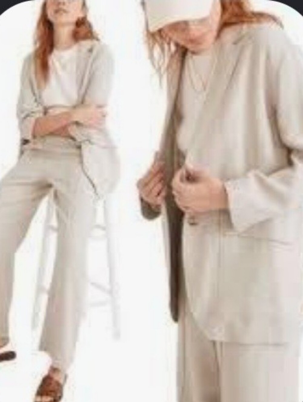 Madewell Women's Light Green Linen-Blend Two-Piece Suit